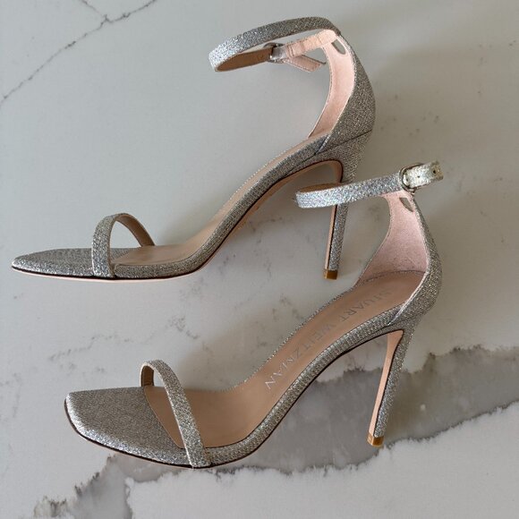 STUART WEITZMAN Nudistcurve Textured Ankle Strap Sandals - Picture 10 of 13